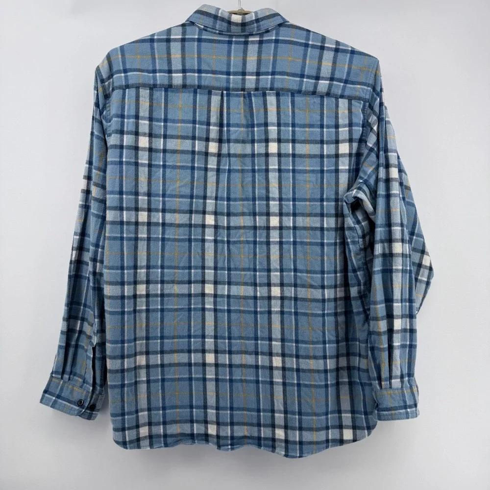 LLBean Flannel Shirt Mens XL Reg Traditional Fit Plaid  Long Sleeve‎ Cotton Blue